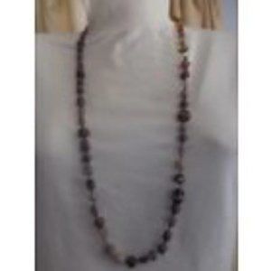 VINTAGE GLASS Beads 30" Multicolor Amethyst Topaz Pink Quartz Deep Plum …